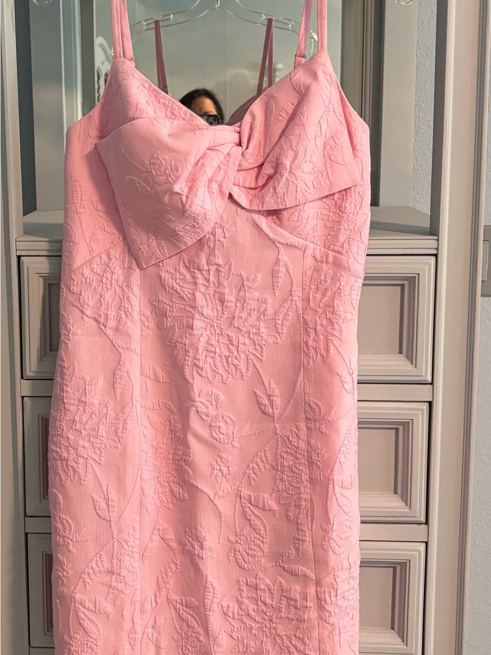 Lilly Pulitzer Pink Strapless Textured Dress with Bow